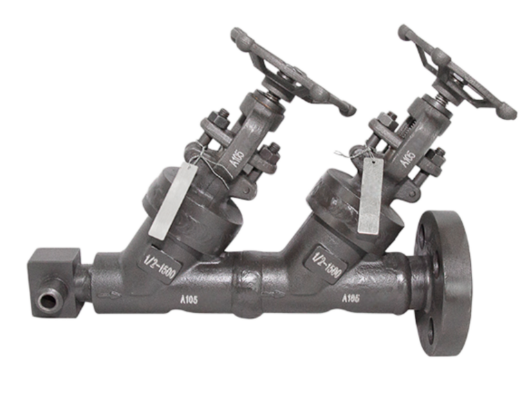 11-定制高压角式双联Y型截止阀J65Y-1500LB-15-05_副本